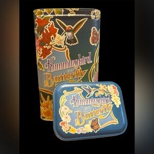 Vintage Hummingbird and Butterfly Seed Mix‎ Tin Container 6.75”x3”x4” EUC